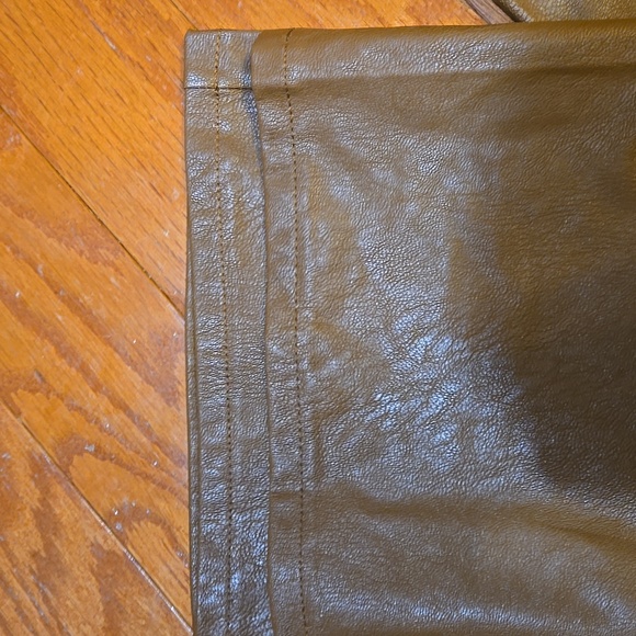 PAIGE Women's Tan Faux Leather Flare Pants (Color Dark Argan) - Picture 10 of 10